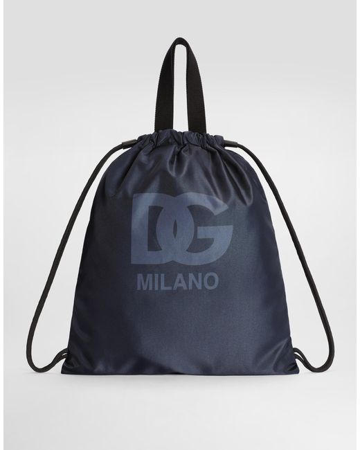 Dolce & Gabbana Blue Nylon Backpack With Logo for men