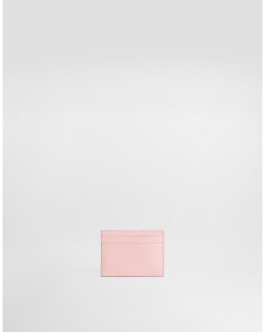 Dolce & Gabbana Pink Calfskin Card Holder With Plate