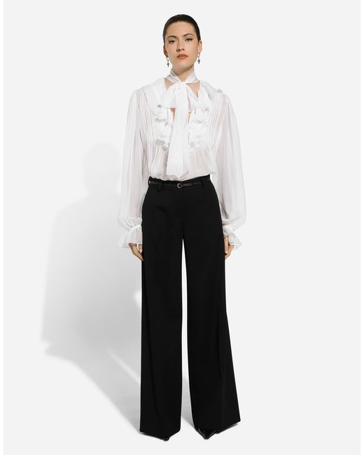 Dolce & Gabbana ウールギャバジン フレアパンツ Black