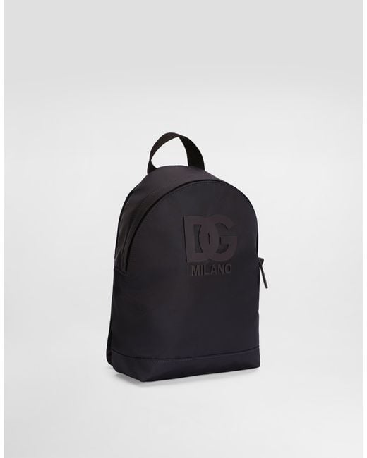 Dolce & Gabbana Blue Nylon Backpack With Logo for men