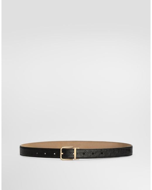 Dolce & Gabbana Black Ostrich Leather Belt for men
