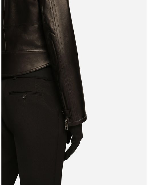 メンズ Dolce & Gabbana ナッパレザー バイカージャケット Black