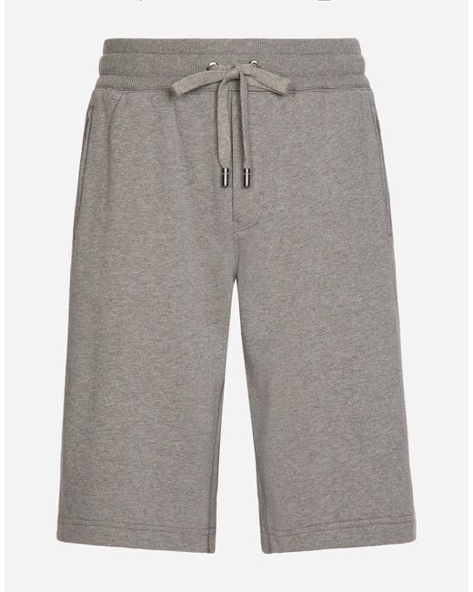 Dolce & Gabbana Gray Jersey Jogging Shorts With Logo Tag for men
