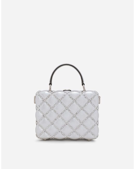 Dolce & Gabbana White Resin Dolce Box Bag With Rhinestones