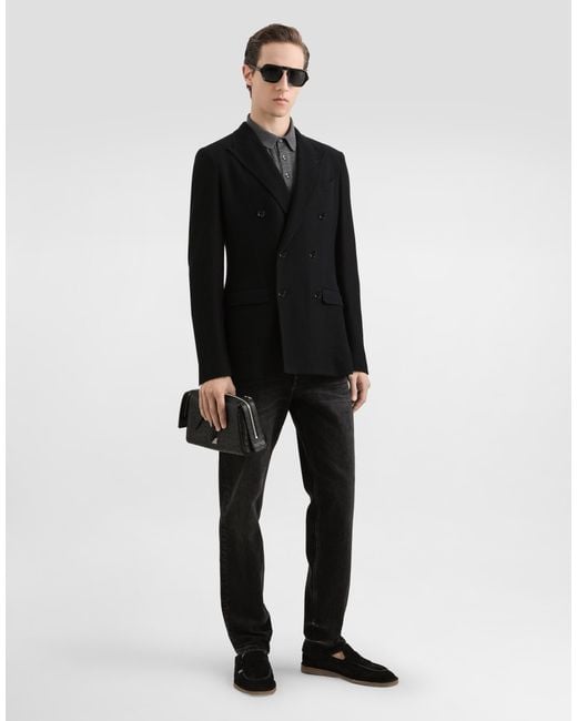 Dolce & Gabbana Black Denim Trousers With Dg Patch for men