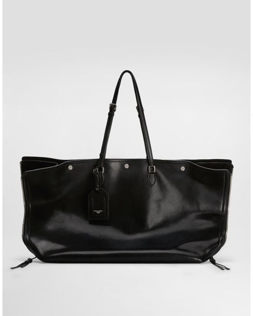 Dolce & Gabbana Black Atene Calfskin Shopping Bag for men