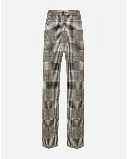 Dolce & Gabbana Gray Flared Glen Plaid Pants
