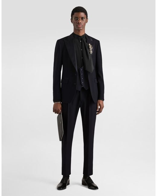 Dolce & Gabbana Black Single-Breasted Wool Tuxedo Sicilia Light Suit for men