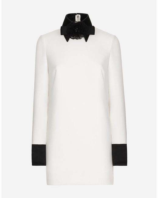 Dolce & Gabbana ショートドレス ウールクロス サテンディテール White
