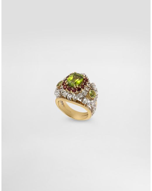 Dolce & Gabbana White 2325 Ring Peridots Y