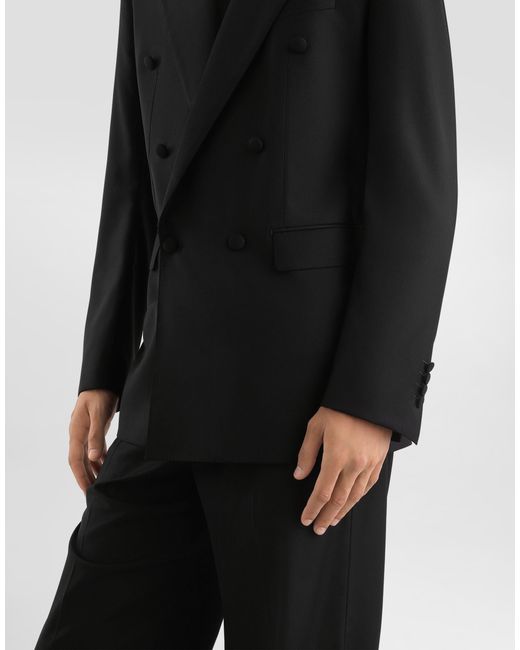 Dolce & Gabbana Black Double-Breasted Sicilia Virgin Wool Jacket for men