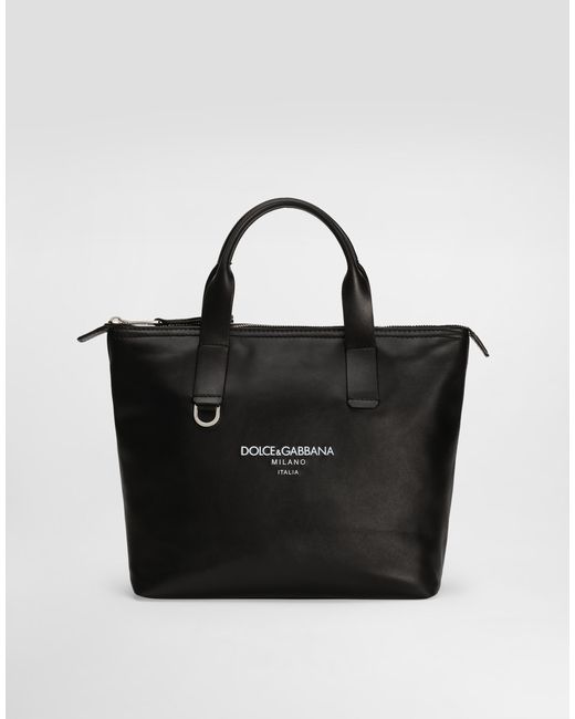 Dolce & Gabbana Black Small Calfskin Shopper for men