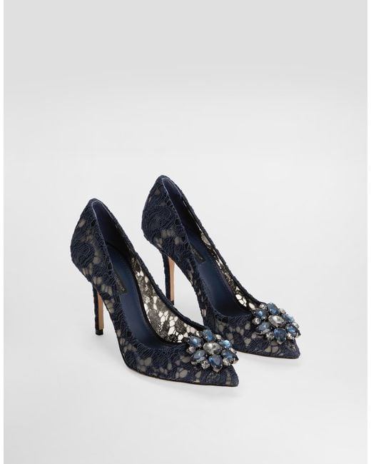 Dolce & Gabbana White Lace Pumps With Brooch Detailing