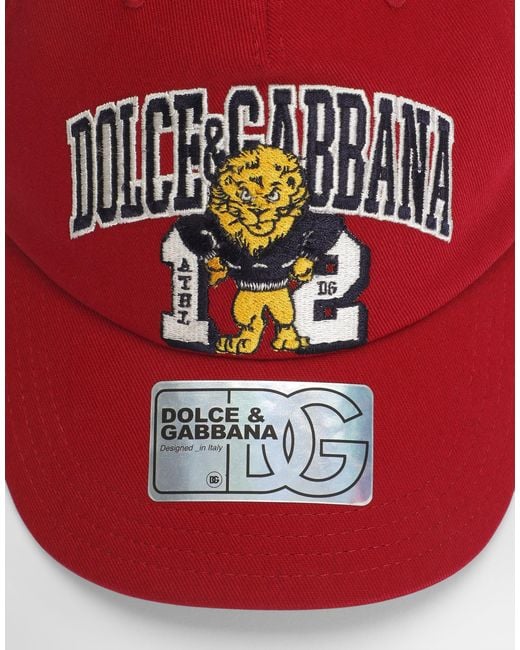 Dolce & Gabbana Red Drill Baseball Hat With Logo for men