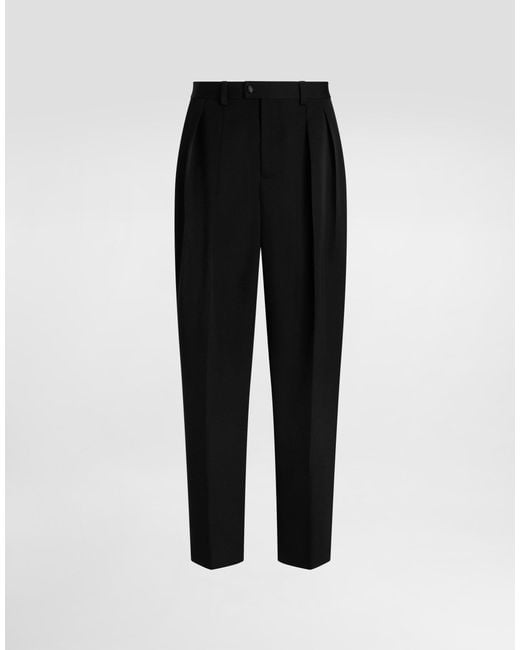 Dolce & Gabbana Wool Gabardine Trousers in Black für Herren