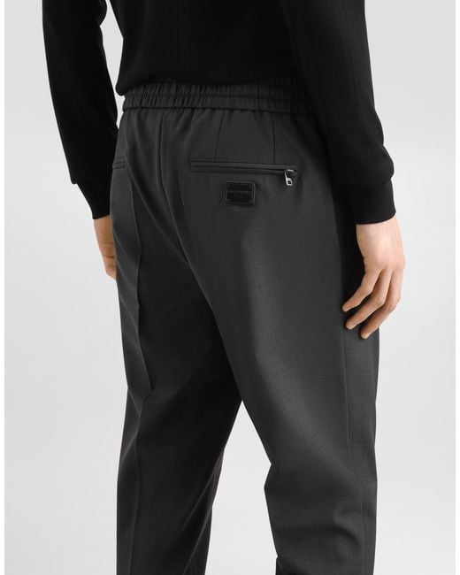 Dolce & Gabbana Gray Wool Jogging Pants for men