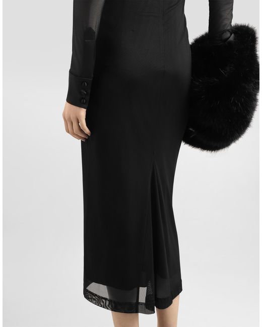 Dolce & Gabbana Black Tulle Shirt Dress With Satin Details