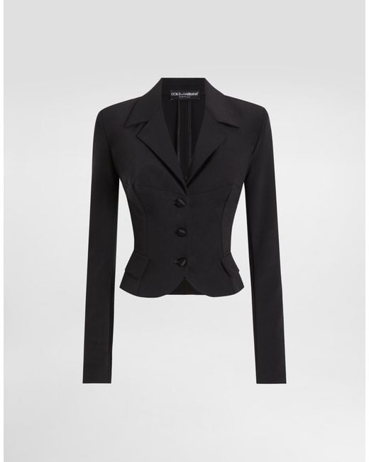 Dolce & Gabbana Women's Black Short Single-Breasted Technical Cady Jacket