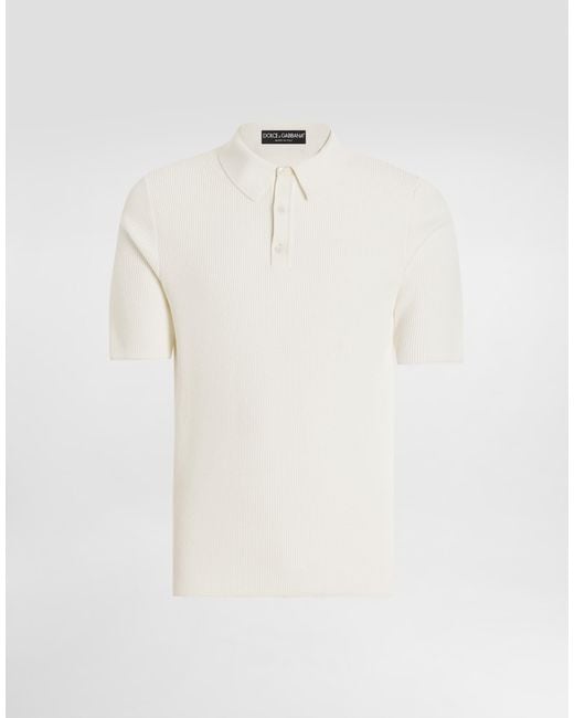 Dolce & Gabbana White Short-Sleeved Cotton Knit Polo-Shirt for men