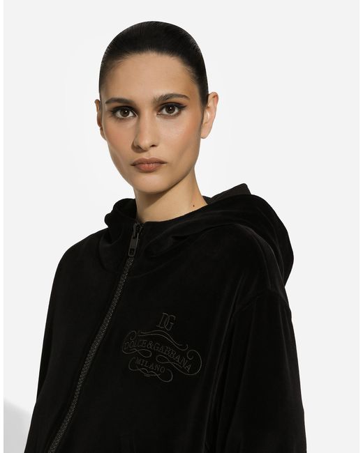Dolce & Gabbana Black Chenille Cotton Hoodie
