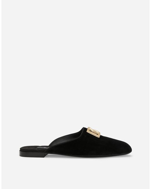 Dolce & Gabbana White Velvet Mules