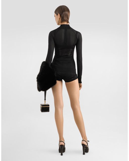 Dolce & Gabbana Black Silk Mock-Turtleneck Sweater