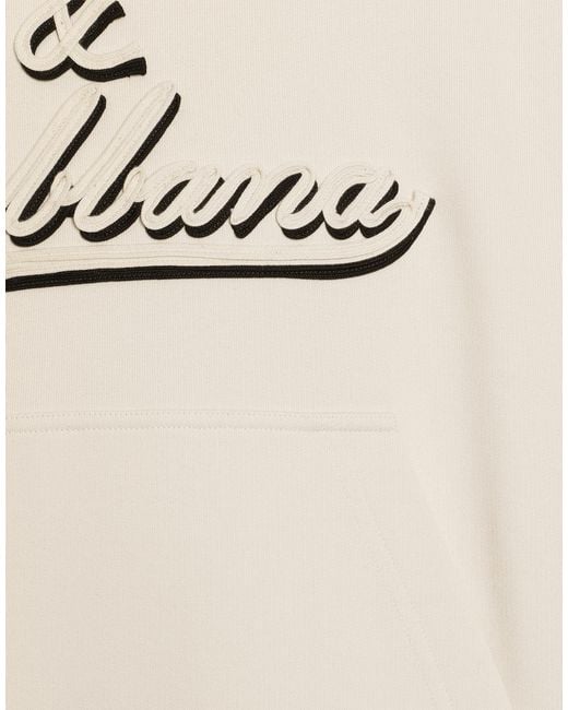 Dolce & Gabbana Natural Jersey Hoodie With Embroidery for men