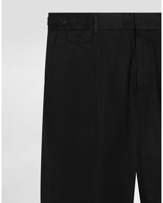 Dolce & Gabbana Black Cotton Gabardine Trousers for men