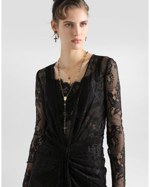 Dolce & Gabbana Black Floral Lace Dress