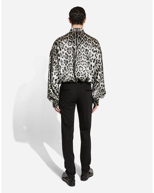 Dolce & Gabbana Black Dolce&Gabbana Super Oversize Leopard Print Silk Shirt for men