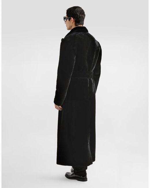 メンズ Dolce & Gabbana Double-Breasted Shearling Coat Black