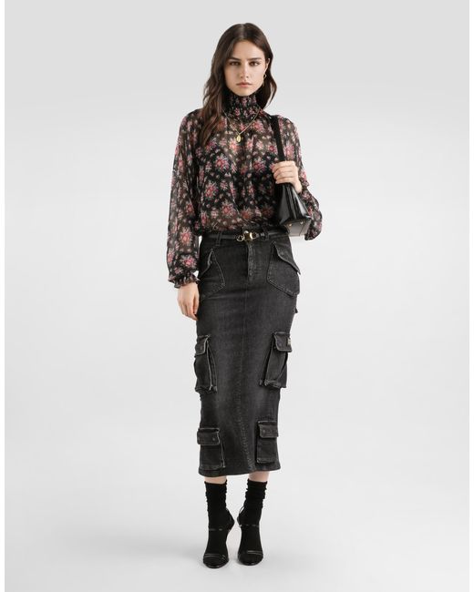 Dolce & Gabbana Black Denim Skirt