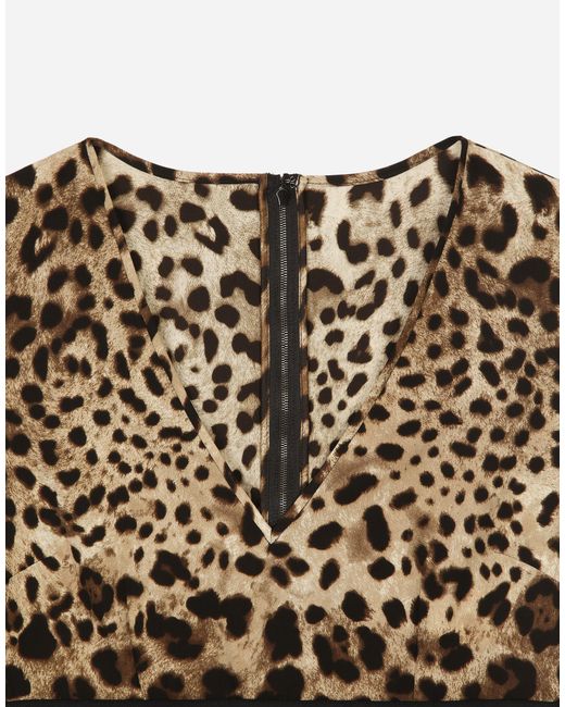 Dolce & Gabbana Multicolor Leopard-Print Charmeuse Top