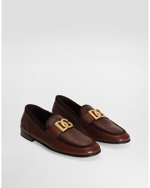 Dolce & Gabbana Brown Calfskin Slippers for men