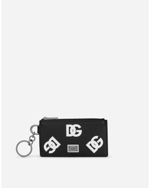Dolce & Gabbana Kartenetui aus Kalbsleder DG-Print allover mit Schlüsselring in White für Herren