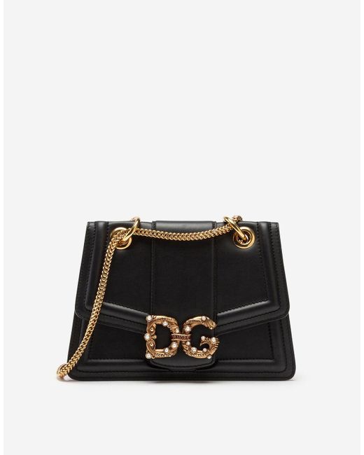 Dolce & Gabbana Black Dg Amore Bag In Calfskin