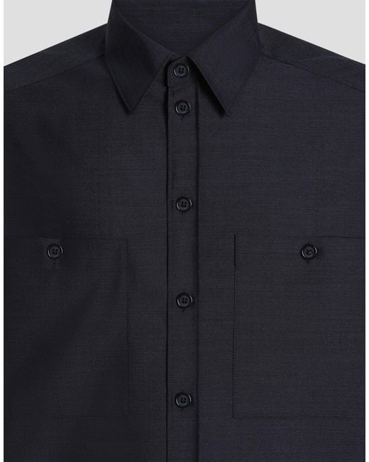 Dolce & Gabbana Blue Wool Shirt for men
