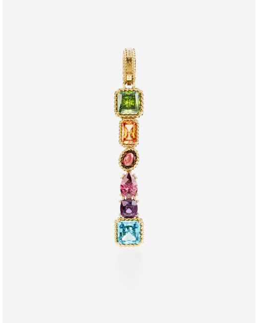 Dolce & Gabbana White Charm I Lettering 18-Carat And Multicolored Gems