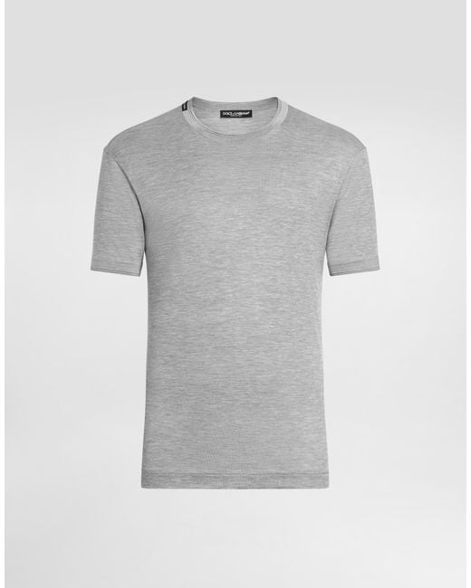 Dolce & Gabbana Gray Short-Sleeved Silk T-Shirt for men