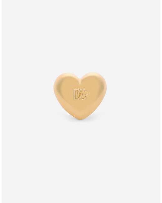 Dolce & Gabbana White Heart Ring With Embossed Dg Logo