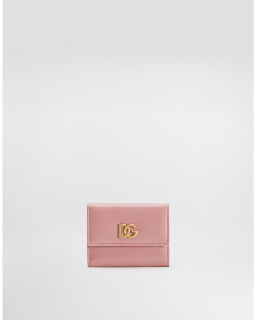 Dolce & Gabbana Calfskin Wallet With Dg Logo Pink