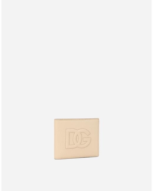 Dolce & Gabbana Natural Embossed-Logo Bi-Fold Wallet for men