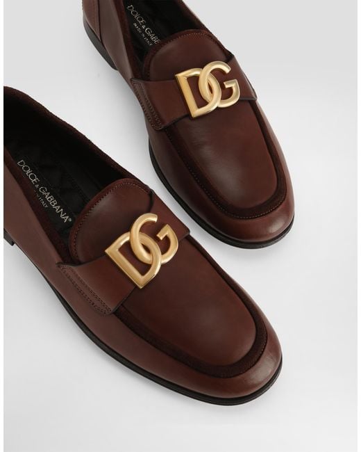 Dolce & Gabbana Brown Calfskin Slippers for men