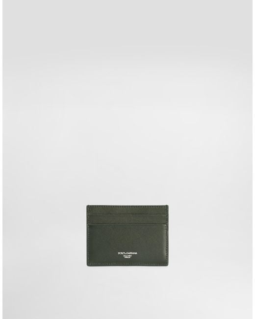 Dolce & Gabbana Men's Green Plongé Woven Calfskin Card Holder