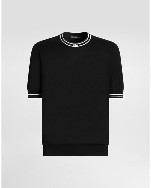 Dolce & Gabbana Black Silk Pullover for men