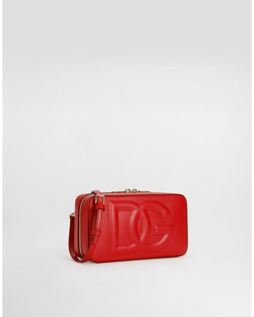 Dolce & Gabbana Red Kleine Camera Bag Dg Logo Bag Aus Kalbsleder