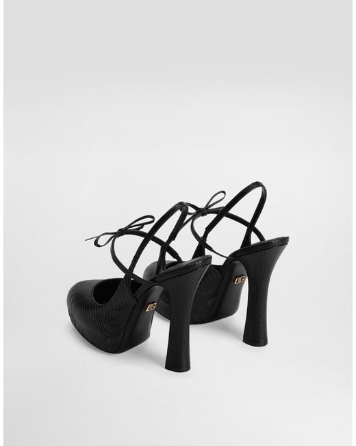 Dolce & Gabbana White Lizard Skin Slingbacks