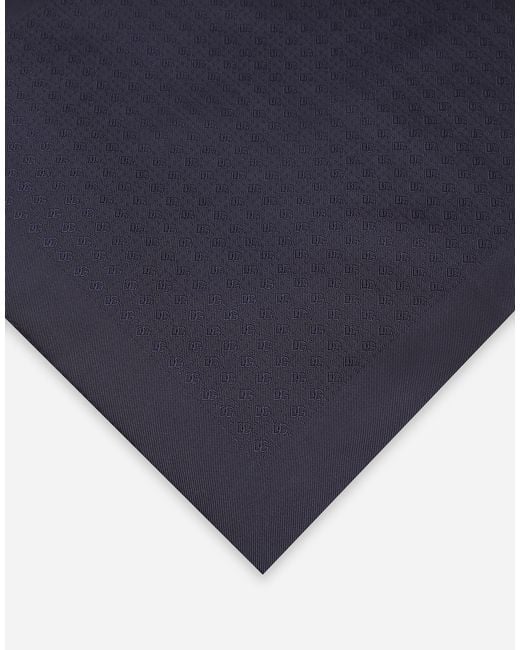 Dolce & Gabbana Blue Silk Jacquard Pocket Square With Dg Logo for men