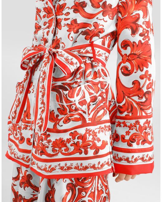 Chemise Vanity En Soie À Imprimé Majolique Dolce & Gabbana en coloris Red