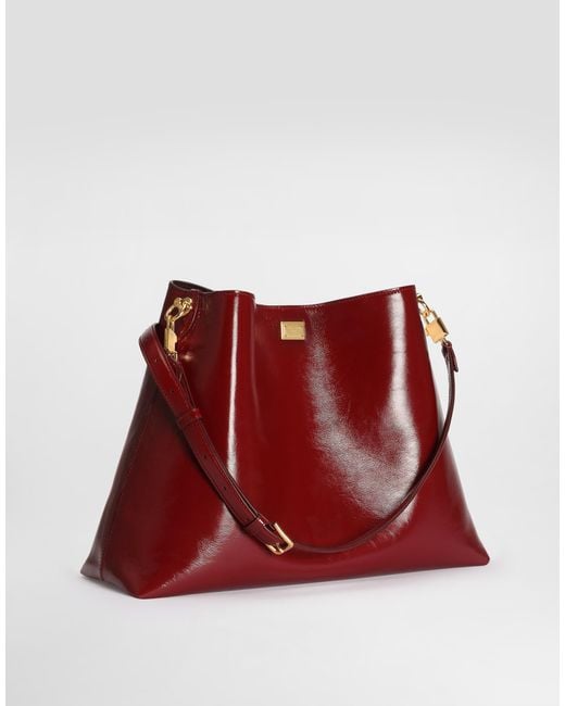 Dolce & Gabbana Red Large Vittoria Calfskin Shoulder Bag